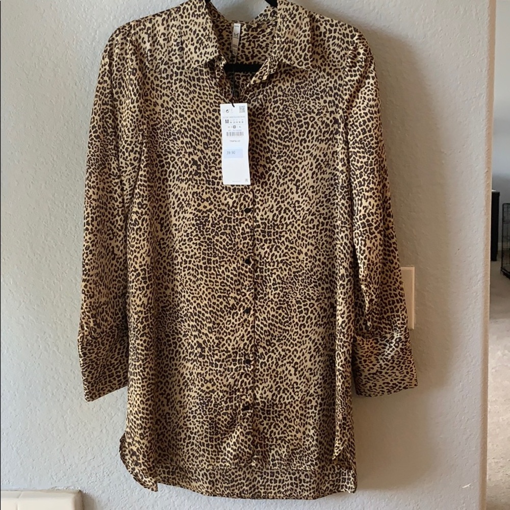 Leopard print shirt dress